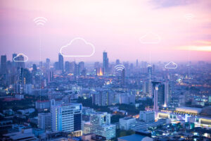 View of Bangkok City at sunset