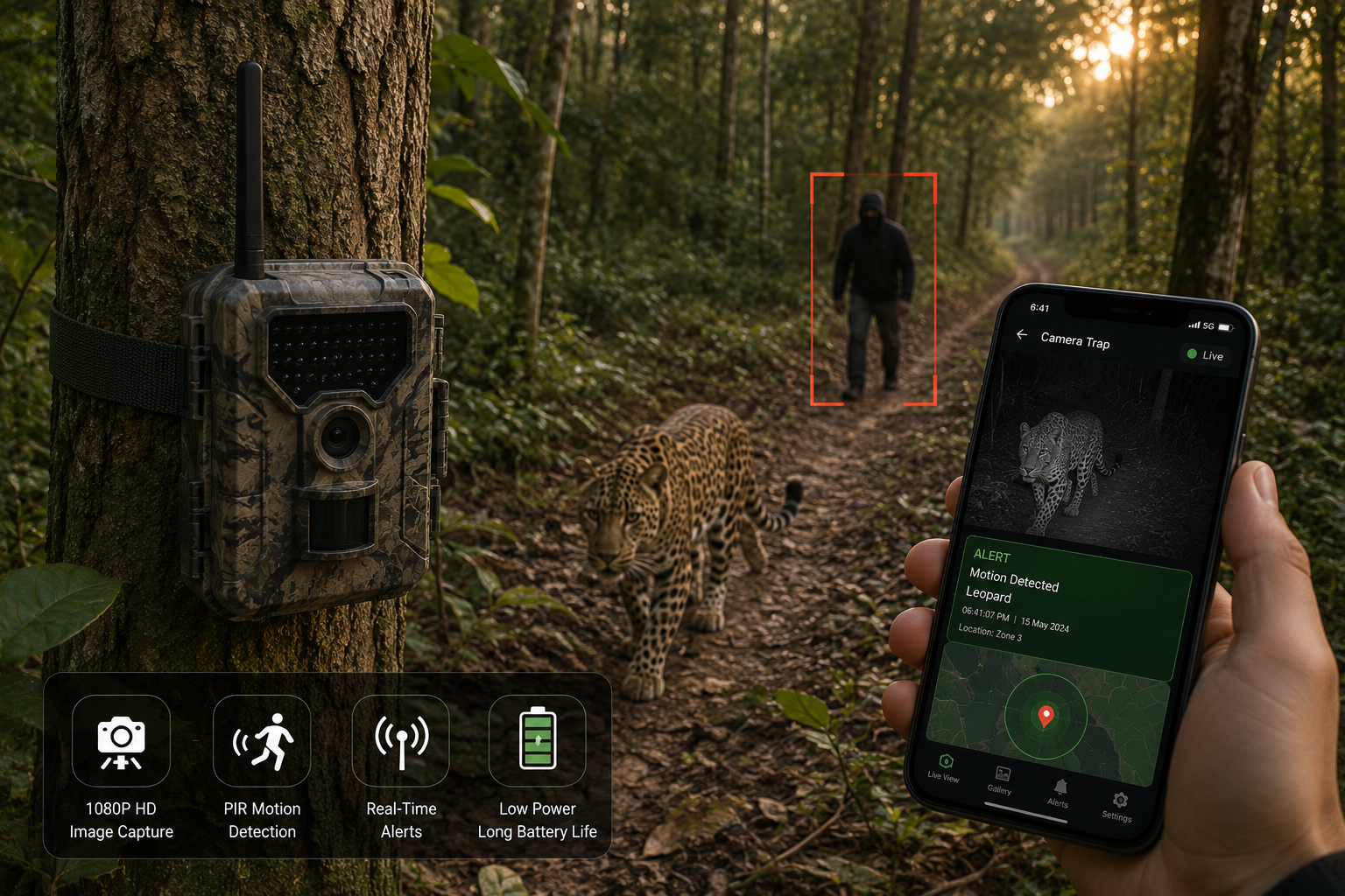 An AI-Enabled Portable and Concealable Intelligent Camera Trap System and Method for Wildlife Monitoring, Intrusion Detection, and Real-Time Alerting
